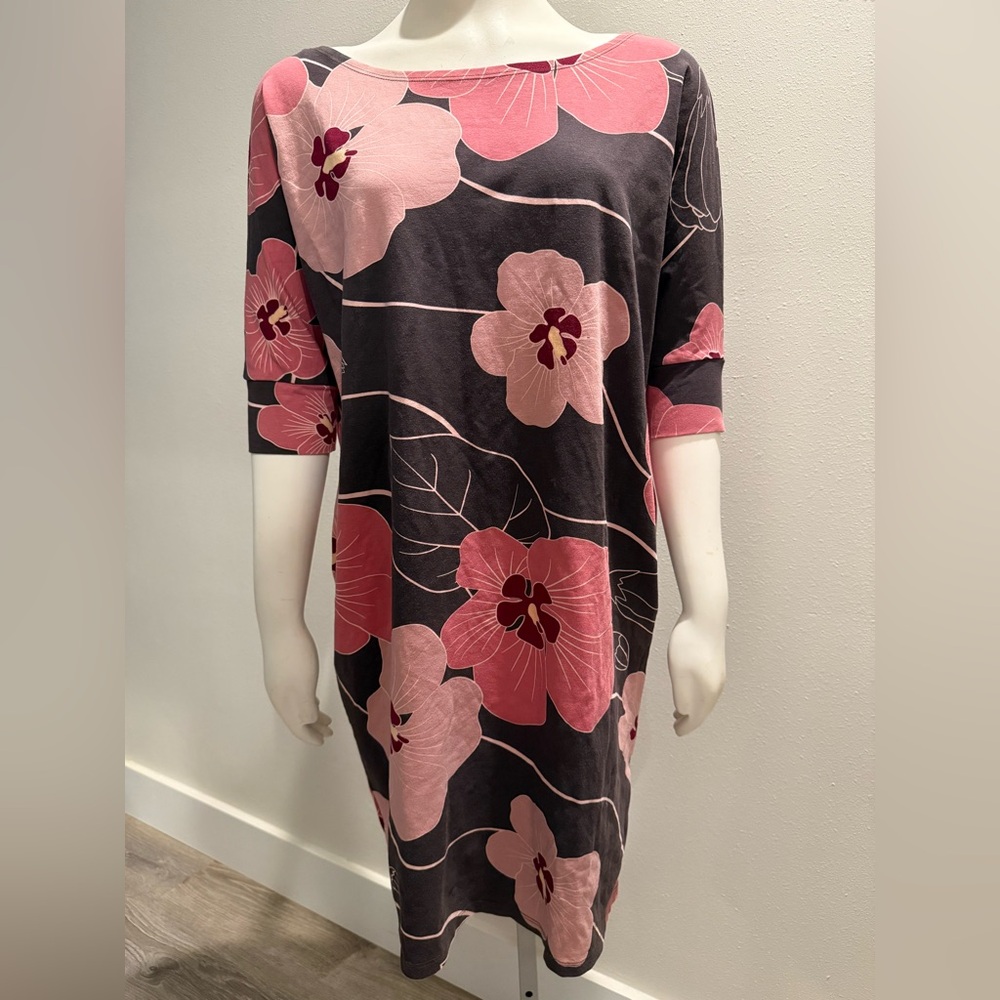 LAHA’OLE HAU CHARCOAL MAUVE DRESS | KNIT TUNIC STRETCHY |Lahaole | Size XS